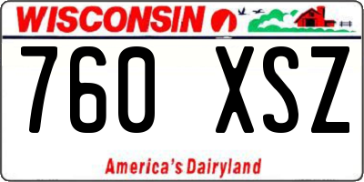WI license plate 760XSZ