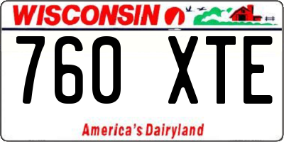 WI license plate 760XTE