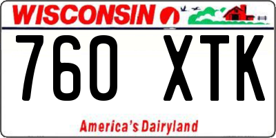 WI license plate 760XTK