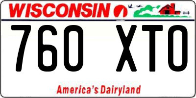 WI license plate 760XTO