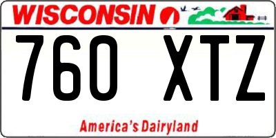 WI license plate 760XTZ
