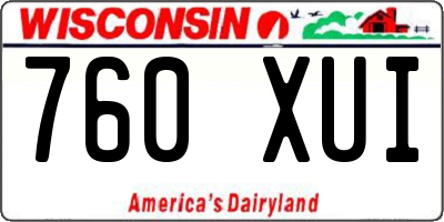 WI license plate 760XUI