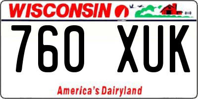 WI license plate 760XUK