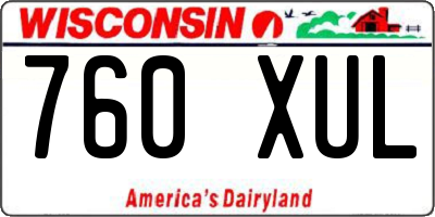 WI license plate 760XUL