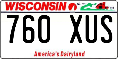 WI license plate 760XUS