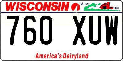 WI license plate 760XUW