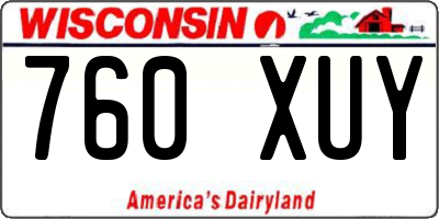 WI license plate 760XUY