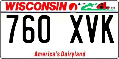 WI license plate 760XVK