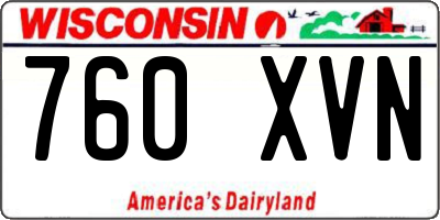 WI license plate 760XVN