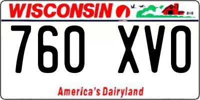 WI license plate 760XVO