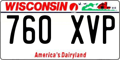 WI license plate 760XVP