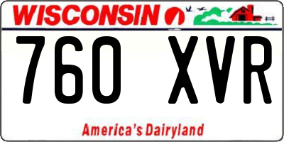 WI license plate 760XVR
