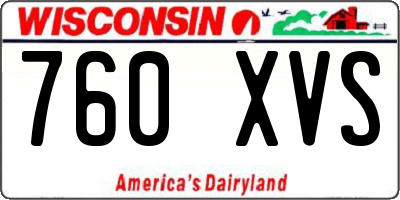 WI license plate 760XVS