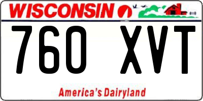 WI license plate 760XVT