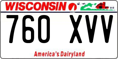 WI license plate 760XVV