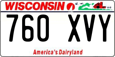 WI license plate 760XVY