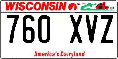 WI license plate 760XVZ