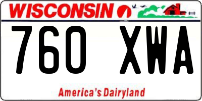 WI license plate 760XWA