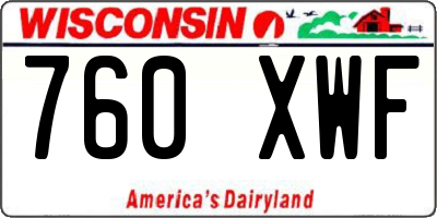 WI license plate 760XWF
