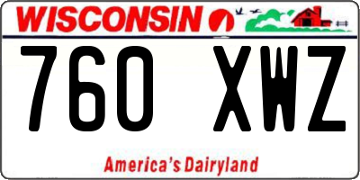 WI license plate 760XWZ