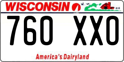 WI license plate 760XXO