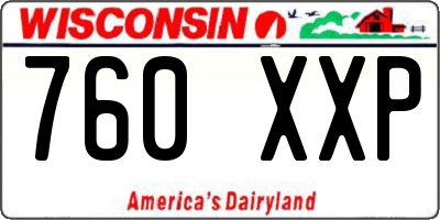 WI license plate 760XXP