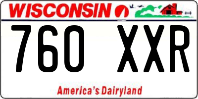 WI license plate 760XXR