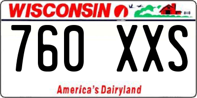 WI license plate 760XXS