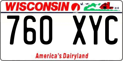 WI license plate 760XYC