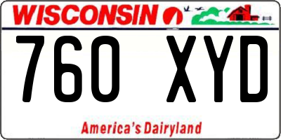 WI license plate 760XYD