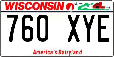 WI license plate 760XYE