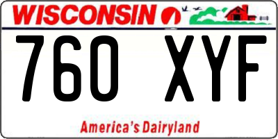 WI license plate 760XYF