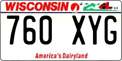 WI license plate 760XYG