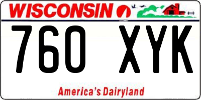 WI license plate 760XYK