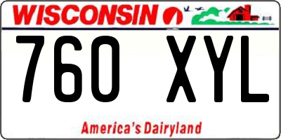 WI license plate 760XYL