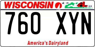 WI license plate 760XYN
