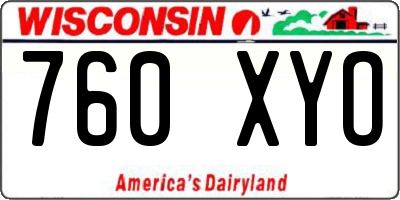 WI license plate 760XYO