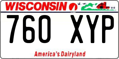 WI license plate 760XYP