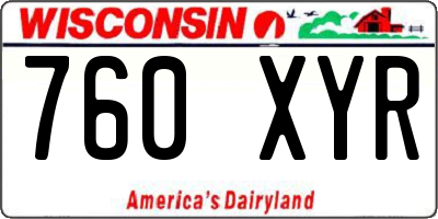 WI license plate 760XYR