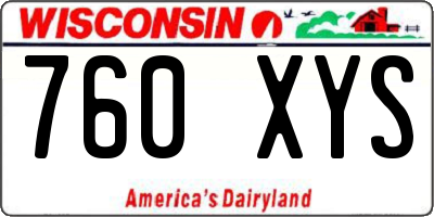 WI license plate 760XYS