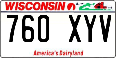 WI license plate 760XYV
