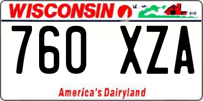 WI license plate 760XZA