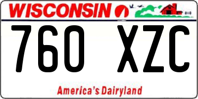 WI license plate 760XZC