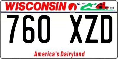 WI license plate 760XZD