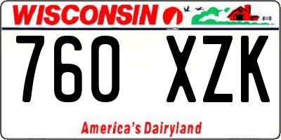 WI license plate 760XZK