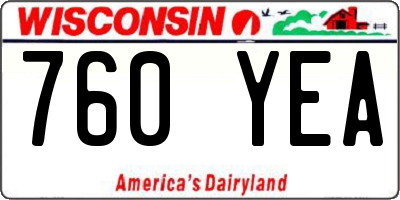 WI license plate 760YEA