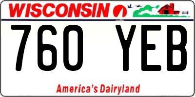 WI license plate 760YEB