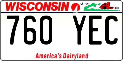 WI license plate 760YEC