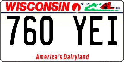 WI license plate 760YEI