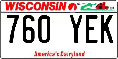WI license plate 760YEK